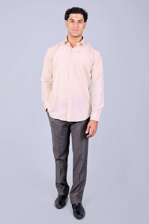 Veshbhoshaa Bluebird Cream Men'S Office Shirt